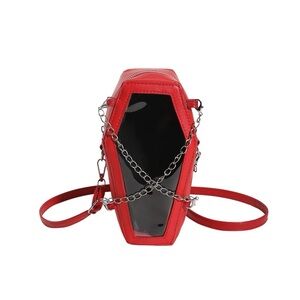 Red w/window and chains Coffin Bag - NWT